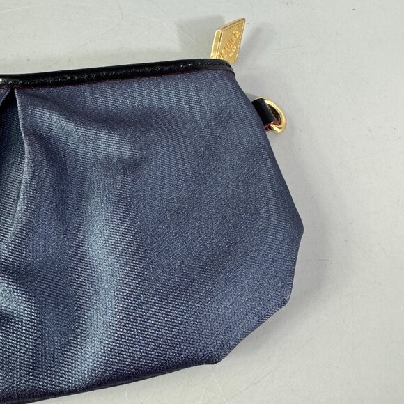 MZ Wallace Women Navy Zip Up Pouch Wristlet Canvas Patent Leather Trim - Picture 7 of 12